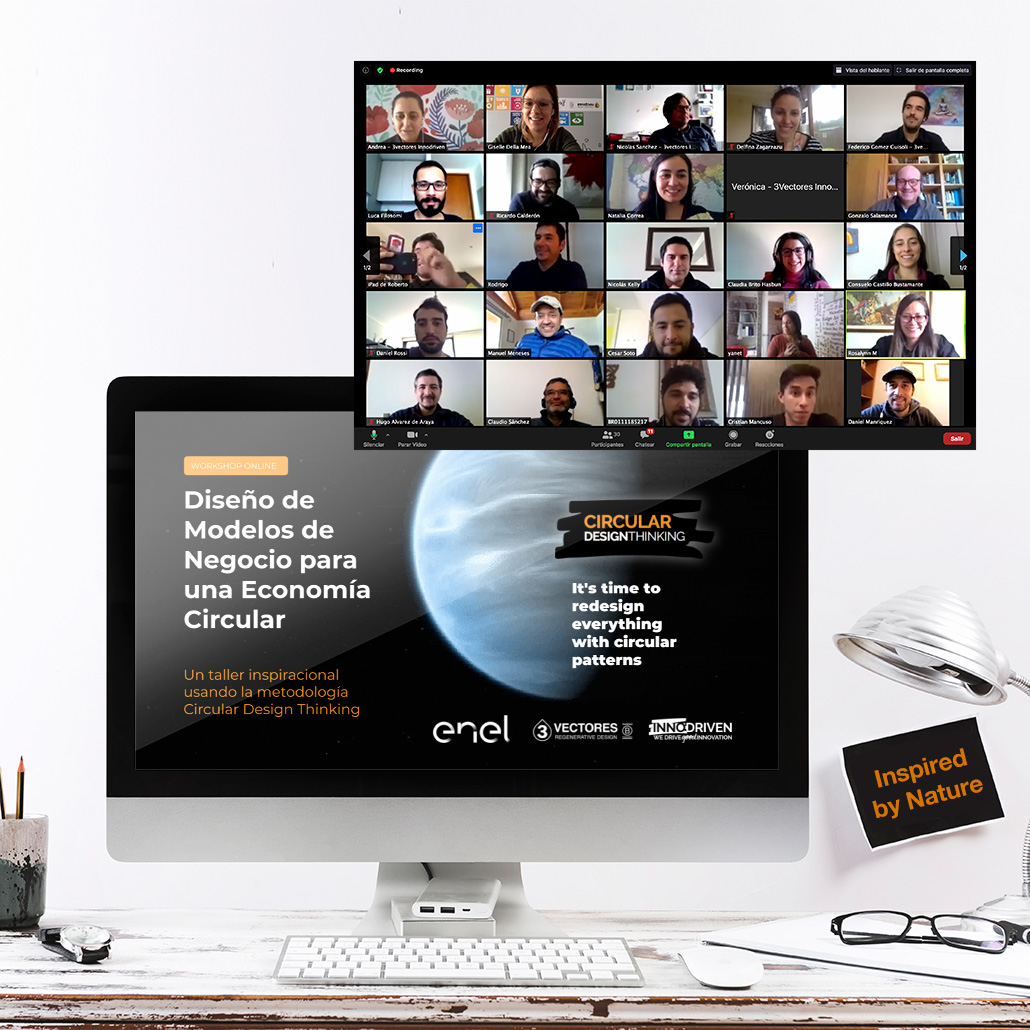 Taller Online para 40 colaboradores de ENEL Chile. Duración 3 horas y 30 mins con dinámicas online.